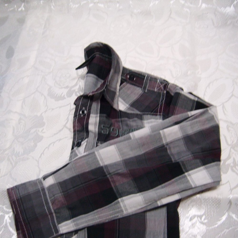 Kids Gray Long Sleeve Button Shirt Size 12